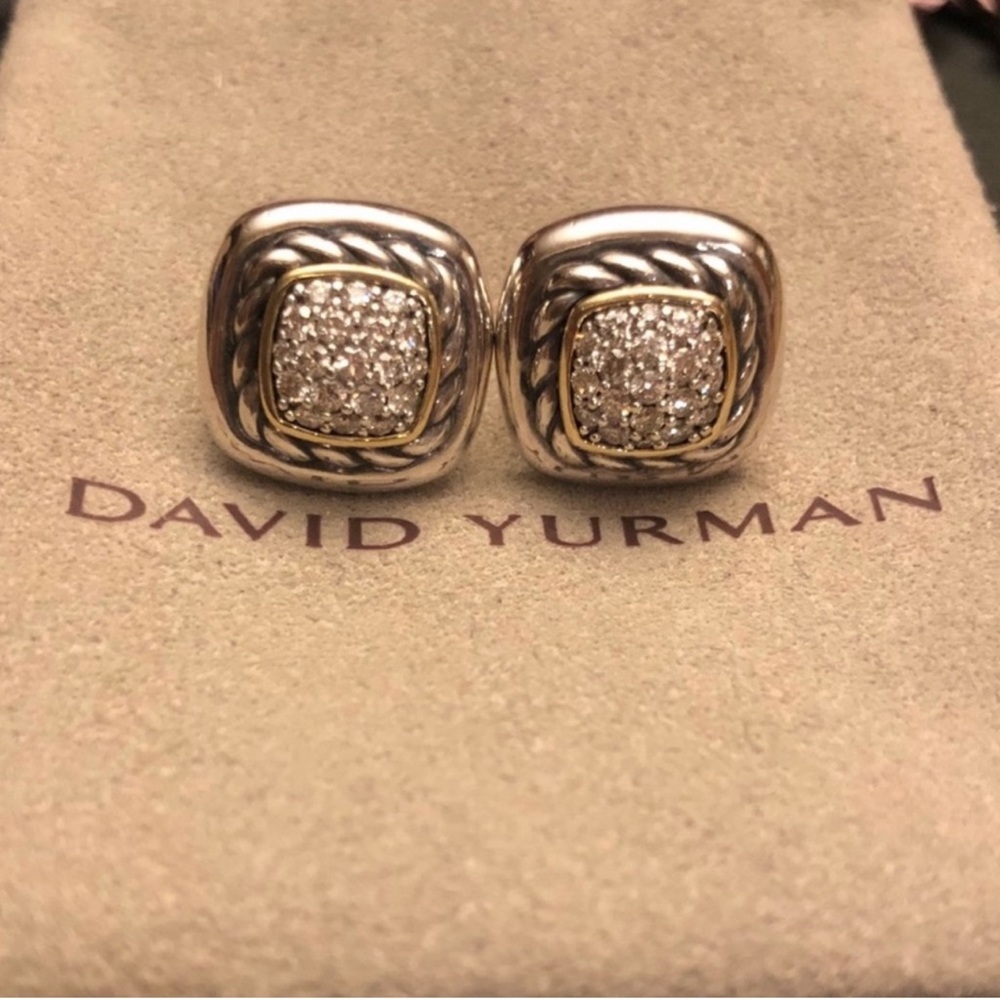 David Yurman two-tone diamond cluster earrings